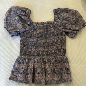 J.CREW Smocked square neck top. Barley worn. SIZE SMALL could fit an xs